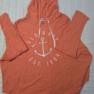 Old Navy Orange Hoodie with White Anchor Graphic